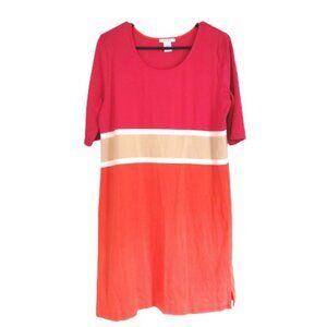 Joan Vass Color Block Cotton Knit Dress